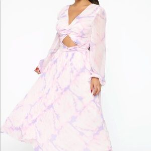 Pink/Purple Tie Die Cut Out Maxi Dress Size 1X